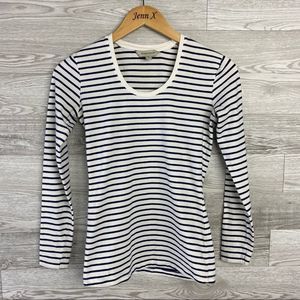 Emerson Blue & White Strip Long Sleeve Blouse